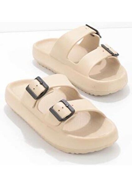 Bej Kadın Terlik Yüksek Topuklu Konforlu Tasarım Günlük Kullanım İçin modelleri