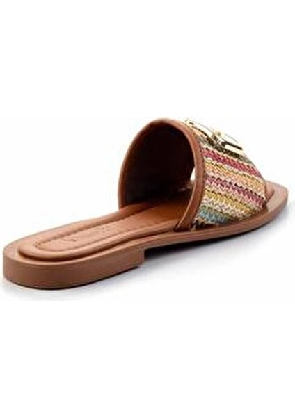 Kadın Çok Renkli Hasır Terlik Düz Topuklu Konforlu Tasarım Yaz Kullanımı İçin fırsatları