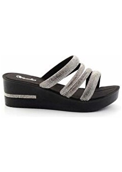 Kadın Taşlı Lame Terlik Kısa Topuklu Tekstil Malzeme ile Şık Tasarım indirimleri