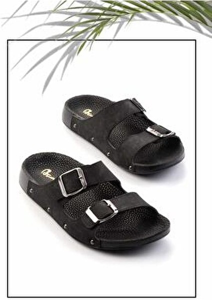 Kadın Siyah Terlik Suni Deri Malzeme ile Günlük Kullanım için Rahat Tasarım modelleri