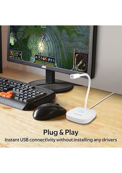 Pc Laptop Için Esnek, Hd Kayıt USB Giriş Dokunmatik LED Gösterge Oyun ve Kayıt Için (Beyaz) fırsatları