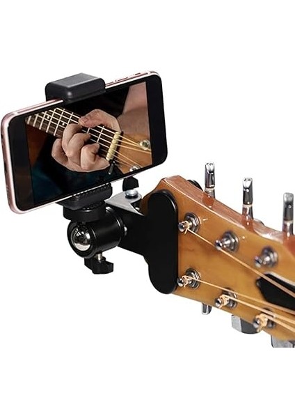 Telefon Tutucu 360 Derece Dönen Gitar Bas Kafa Telefon Tutucu Gitar Boyun Kelepçesi Elektro Gitar Bas Ukulele Için Uygun Telefon Genişlikleri 5.5cm-7.5cm fırsatları