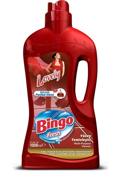 Bingo Fresh Lovely Gerçek Parfüm Etkisi Yüzey Temizleyici (1 x 1000 Ml)