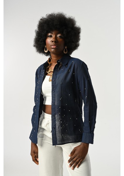 Kadın Taş Işlemeli Ince Gömlek