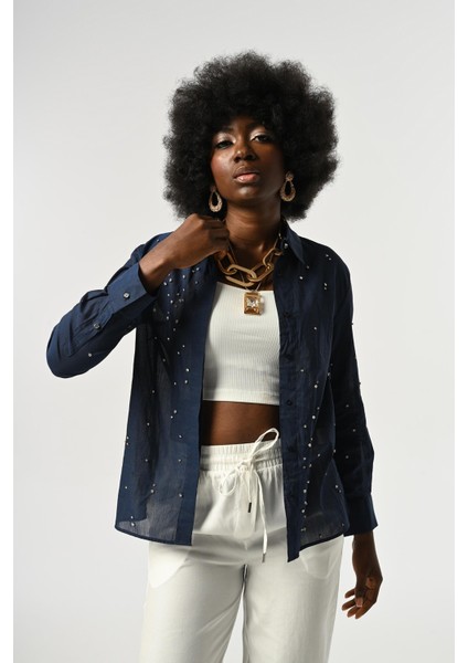 Kadın Taş Işlemeli Ince Gömlek modelleri