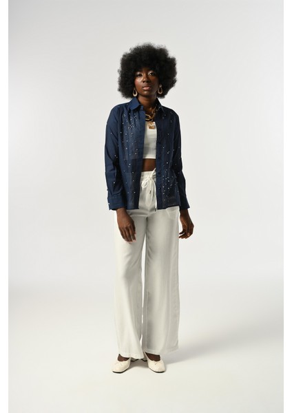 Kadın Taş Işlemeli Ince Gömlek fırsatları