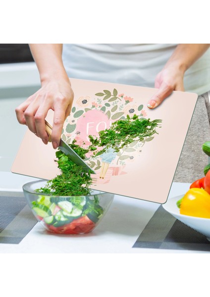 Cam Kesme Tahtası ve Sunumluk Pembe For You Yazı Desenli 30X40 cm indirimleri