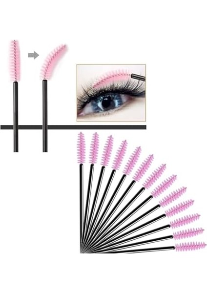 Hannah Kaş/kirpik Lifting Kalıcı Makyaj Uygulama Fırçaları Pembe/siyah Renklerde 100 Adet