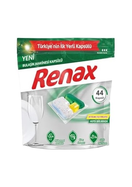 Renax Bulaşık Makinesi Kapsülü Hepsi Bir Arada 44 Lü