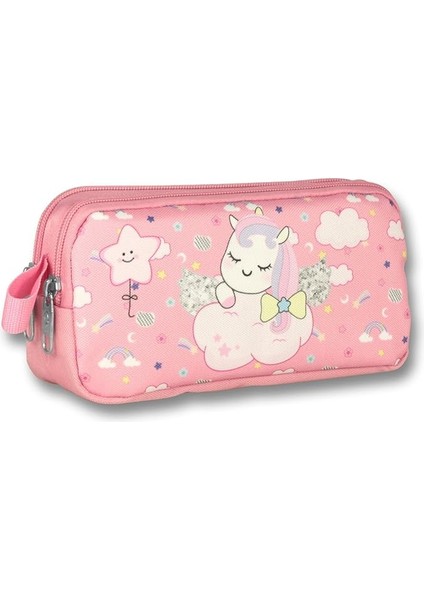 Çanta Cennec Uyuyan Unicorn Pembe-Beyaz Kalem Çantası - Kız Çocuk