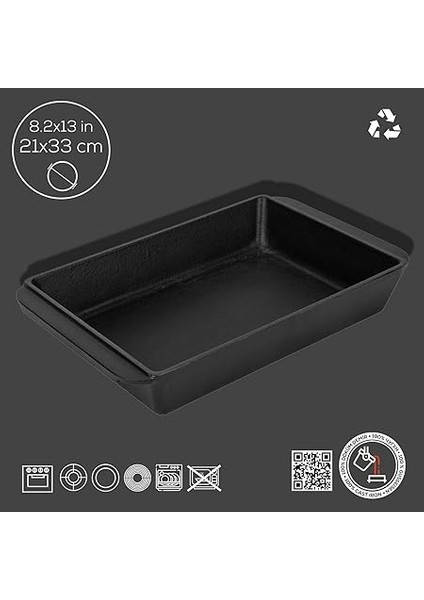 Döküm Dikdörtgen Rosto ve Fırın Tepsisi Döküm Demir Yekpare Çift Kulplu Ölçü 21X33CM. fırsatları