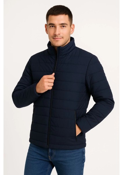 Erkek Bomber Mont Ceket – Su Itici Kumaş, Kapitone Astarlı, Fermuarlı, Kışlık - Lacivert fırsatları