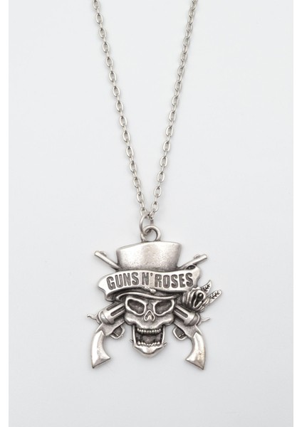 Guns'n Roses Gümüş Kaplama Düz Zincir Kolye