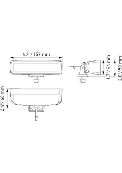 Led-Uzun Huzme Far Mini Lightbar 6.2" - 12/24V - 2000LM - Dörtgen - Geniş Çaplı Aydınlatma - Kablo Uzunluğu: 800MM - Soket Modeli: Açık Kablo Uçları LED Lightbar indirimleri