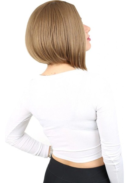 Kahkülsüz Düz Kısa Fiber Sentetik Peruk - Bebek Kumralı fiyatları