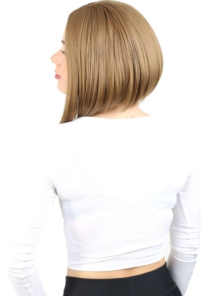 Kahkülsüz Düz Kısa Fiber Sentetik Peruk - Bebek Kumralı modelleri