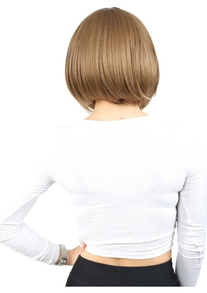 Kahkülsüz Düz Kısa Fiber Sentetik Peruk - Bebek Kumralı fırsatları