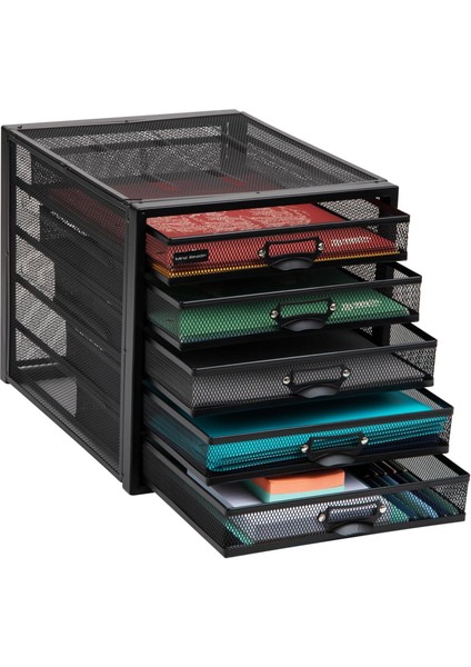 Reader 5cabmesh-Blk Dolap, Metal, Dosya, Ofis Depolama, Ağır Hizmet Tipi Çok Amaçlı, Siyah 5 Çekmeceli