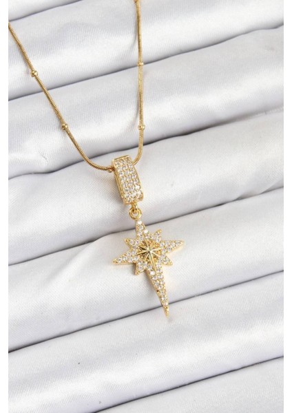 Çelik Gold Renk Kutup Yıldızı Kolye