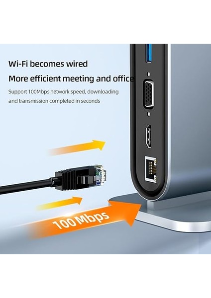 MT53 Type-C USB Adaptör Hub 12IN1 4K HDMI VGA 4AD USB 3.0 RJ45 100MBPS Sd Kart Okuyucu 3.5mm Ses 100W Pd Telefon Hızlı Şarj Aleti fırsatları