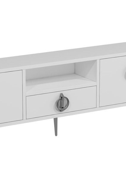 1319DROPDD-32 Tv Sehpası-Beyaz-Gümüş fırsatları