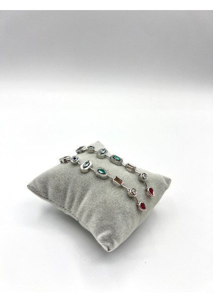 7 Element Taşlı Çelik Küpe