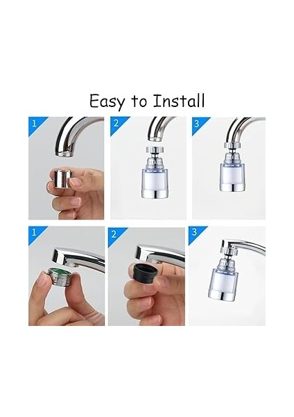 Adet Filtreli Musluk Başlığı Seti – 360° Döner Su Tasarruf Başlığı, 8 Yedek Filtreli, Kireç Önleyici, Tazyikli Akış, Universal Uyumlu Musluk Aparatı – Mutfak ve Lavabo Için indirimleri