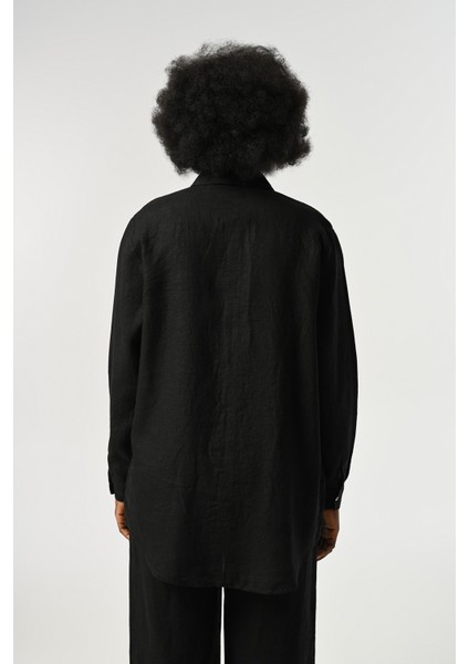 Kadın %100 Keten Düz Renk Oversize Kesim Gömlek indirimleri