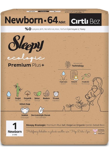 Sleepy Ecologic Premium Plus Efsane Paket Bebek Bezi 1 Numara Yenidoğan 256 Adet fiyatları