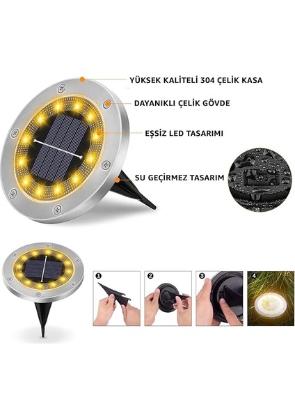 Solar Işık 4'lü Paket - Güneş Enerjili Bahçe Aydınlatması Yol Işığı, Su Geçirmez LED Lamba, Kolay Kurulum, Enerji Tasarruflu, Dış Mekan Işığı modelleri
