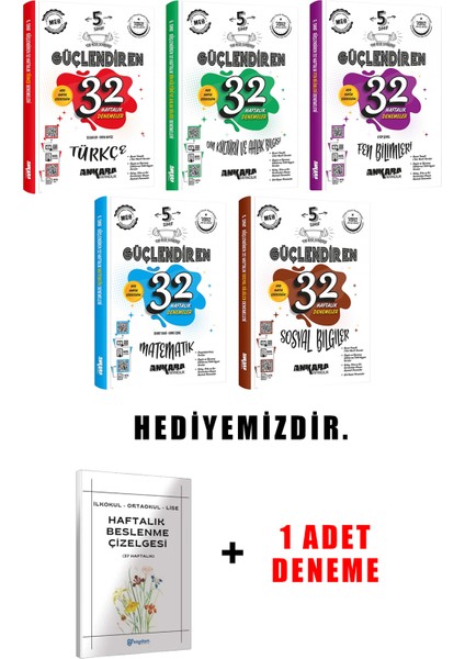 5.sınıf Güçlendiren 32 Haftalık Deneme 5'li Set (Güncel Marif Model) fiyatları