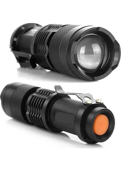 Km-87 Polis Tipi Zoomlu Şarjlı Metal Dağ Kamp Cep Feneri Cree LED 2300 Lumens - Lisinya