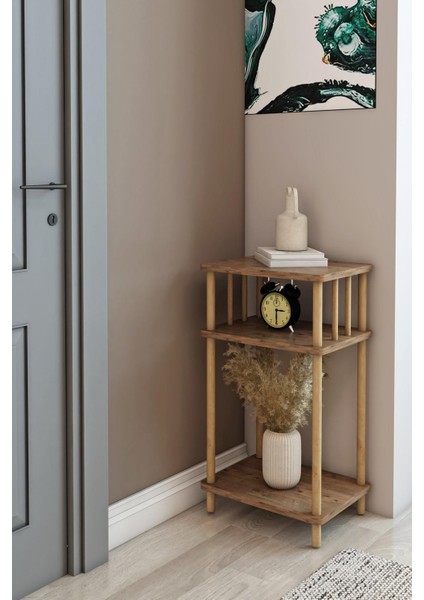 Çam Desenli Dresuar - Raflı- Ahşap- Salon Demonte 30X40X78