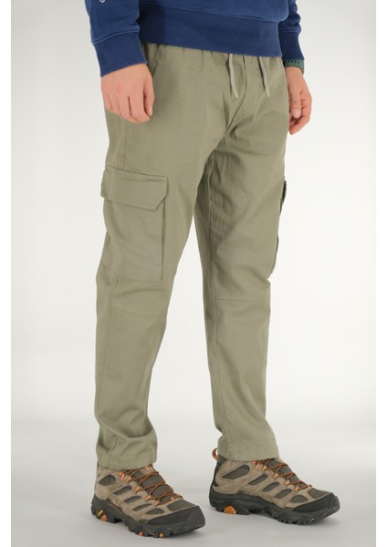 Erkek Açık Haki Kargo Cepli Pantolon Rahat Kesim Pamuklu Lastikli Bel fiyatları