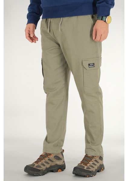 Erkek Açık Haki Kargo Cepli Pantolon Rahat Kesim Pamuklu Lastikli Bel modelleri