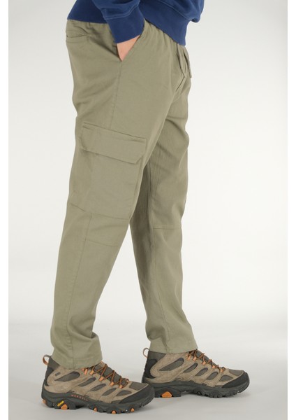Erkek Açık Haki Kargo Cepli Pantolon Rahat Kesim Pamuklu Lastikli Bel indirimleri