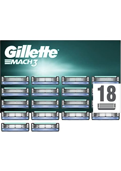 Gillette Mach3 Yedek Tıraş Bıçağı 18 Adet - Karton Paket