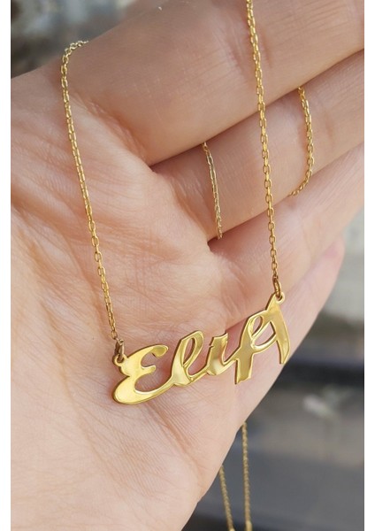 925 Ayar Gümüş 24 Ayar Altın Kaplama Isimli Kolye