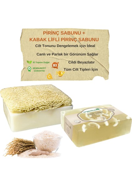 Organicsun 2'li Set Doğal Kabak Lifli Pirinç Sabunu ve Lifsiz Pirinç Sabunu fiyatları