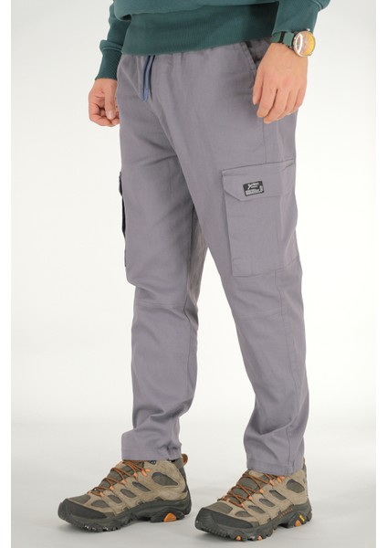 Erkek Füme Kargo Cepli Pantolon Rahat Kesim Pamuklu Lastikli Bel modelleri