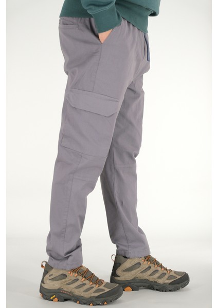 Erkek Füme Kargo Cepli Pantolon Rahat Kesim Pamuklu Lastikli Bel indirimleri