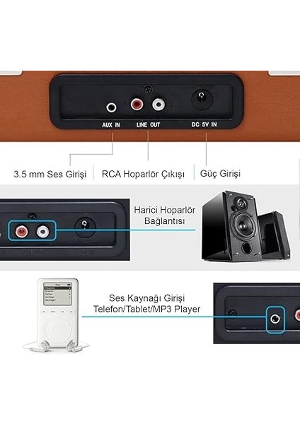 Master T310CH Şarj Özellikli Pikap - 33, 45, 78 (T310CH Kahverengi) indirimleri