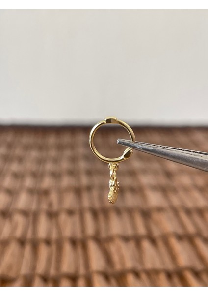 925 Ayar Gümüş Opal Taşlı Yelpaze Tasarım Gümüş Halka Piercing 8 mm Gümüş Küpe modelleri