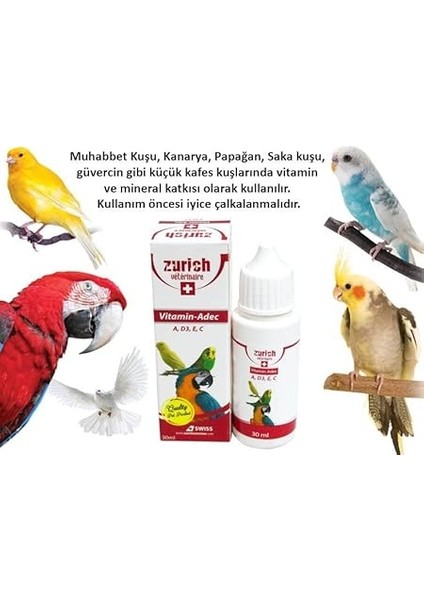 Kuş Vitamini A, D3, E, C Vitaminleri 30 ml fiyatları