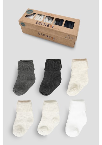 6 Çift Kutulu Erkek Newborn Yeni Doğan ve Bebek Çorabı 0-6 Ay