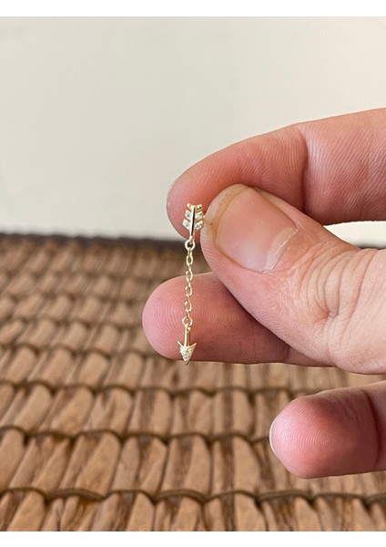 925 Ayar Gümüş Zincir Sallanılı Ok Yay Özel Tasarım Piercing Gümüş Piercing fiyatları