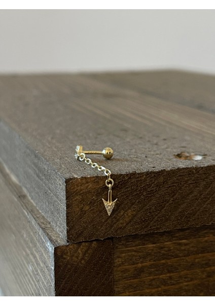 925 Ayar Gümüş Zincir Sallanılı Ok Yay Özel Tasarım Piercing Gümüş Piercing modelleri