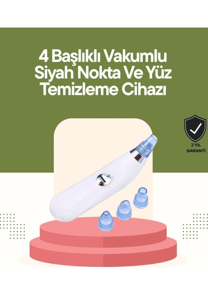 Buğz USB Destekli 4 Başlıklı Siyah Nokta Vakum Cihazı – Gözenek Temizleyici ve Cilt Yenileyici Bakım Aleti