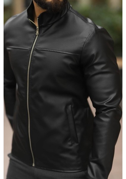 Premium Örme Triko Kol Dik Yaka Süet Ceket Erkek Slim Fit Suni Deri Modern Tasarım modelleri