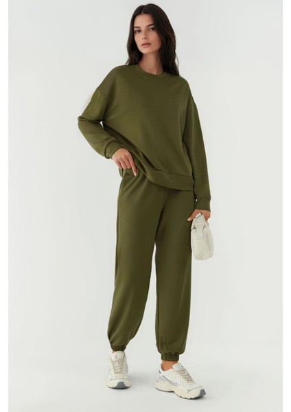 Kadın Esnek Bel Modal Touch Jogger Pantolon Haki Yeşil fırsatları